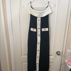 Zara black & white strapless dress
